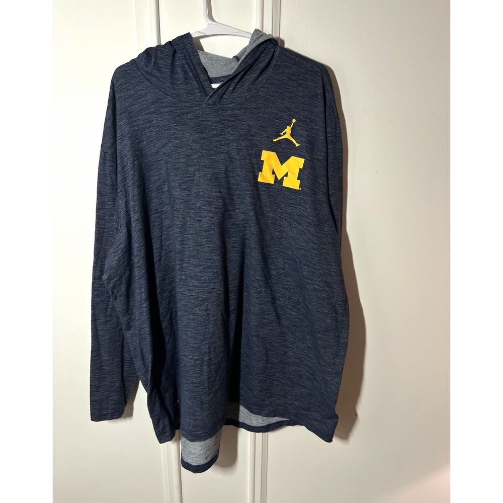 Nike Jordan Michigan Wolverines Dri-FIT Hoodie Mens 3XL Navy Maize NCAA
